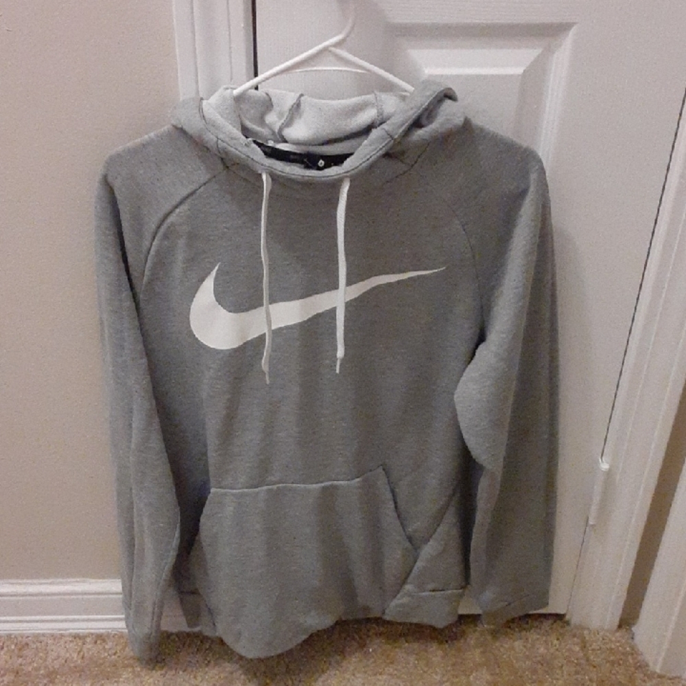 Nike Gray Pullover Hoodie with White Swoosh